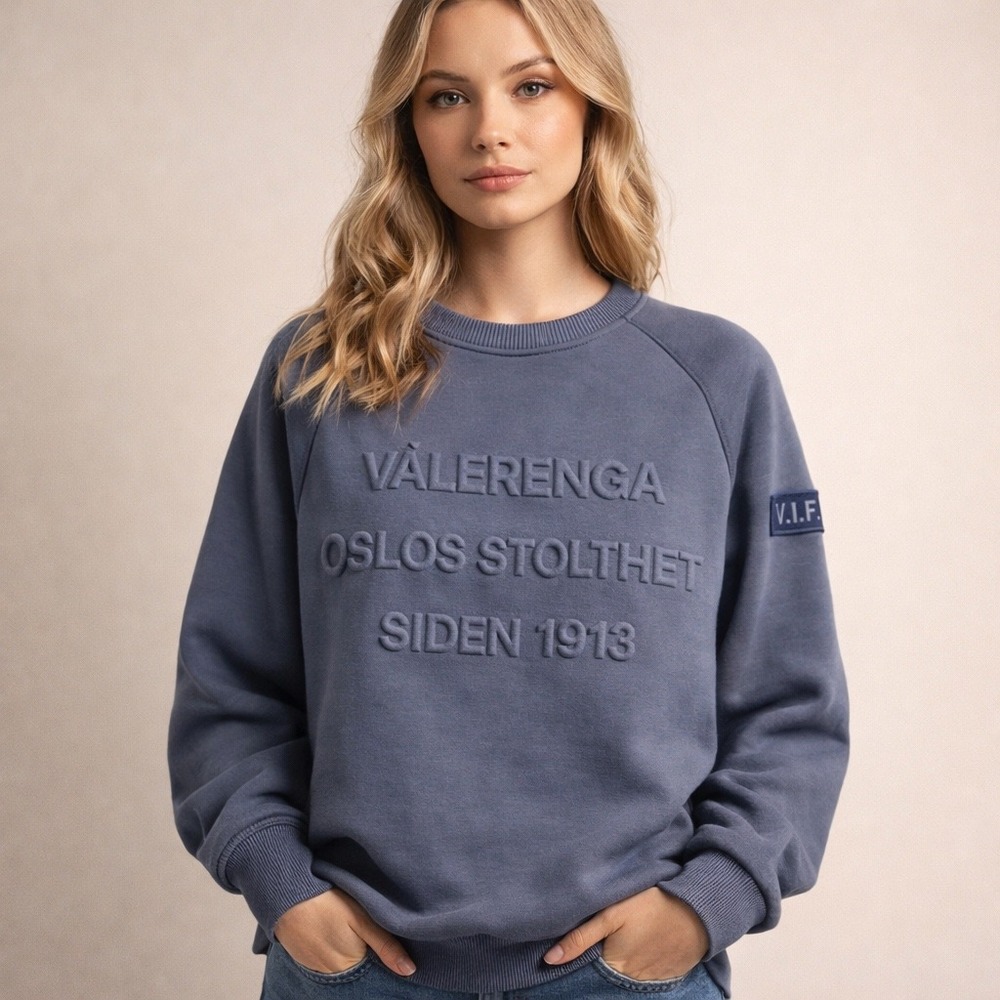 Valerenga IF Oslo Football Club Sweatshirt Blue Embossed Crewneck Mens Medium